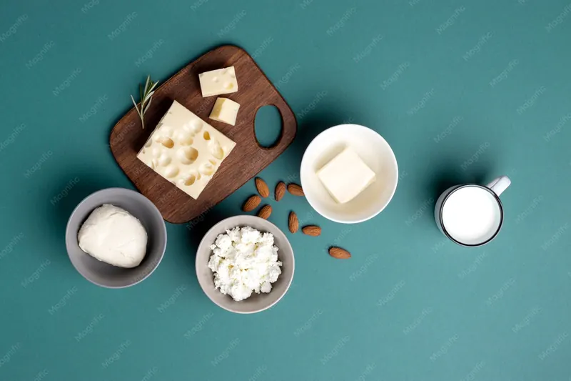 Assortiment de fromages, beurre et crème pour la restauration professionnelle
