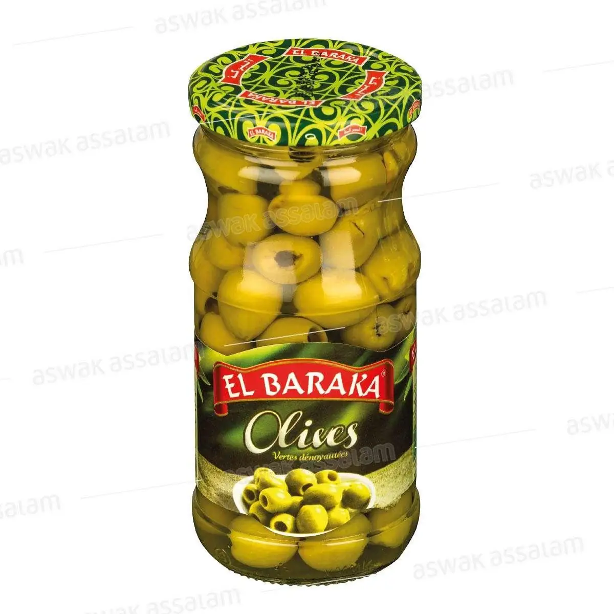El Baraka — Olives vertes dénoyautées 340 g